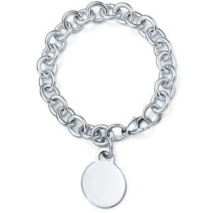 Sterling Silver Plated Circle Pendant Chain Bracelet